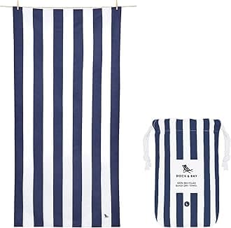 Dock & Bay Beach Towel - Quick Dry, Sand Free - Compact, Lightweight - 100% Recycled - Includes Bag - Cabana - Whitsunday Blue - Large (160x90cm, 63x35")