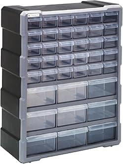 PDC-39BK Clear Plastic Drawer Cabinet, 39 Drawers