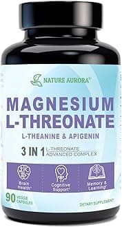 Magnesium L-Threonate Complex Supplement with Apigenin and L-theanine, High Absorption Magnesium Threonate for Sleep Aid, Brain Health and Cognitive Function, Gluten Free, Non-GMO, 90 Capsules