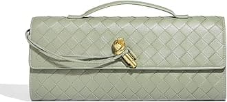 Trendy Woven Evening Clutch Purses for Women Evening Bags Handbags PU Leather Purse with Removable Shoulder Strap Bag