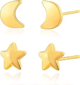 MEVECCO Stud Earrings for Women Dainty 18k Gold Hypoallergenic Stud Earrings Sets for Multiple Piercing Small Stud Earrings Gift for Her