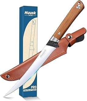 Huusk Fillet Knife for Fish - Sharp Japanese Fish Knives, Professional 7 Inch Flexible Boning Knife High Carbon Steel Filleting Knives for Meat Cutting Trimming Christmas Gift for Men and Women