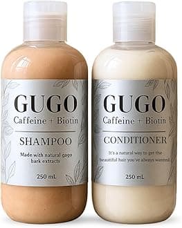 Nature Skin Shop Gugo Shampoo and Conditioner Set for Hair Growth and Thinning, Anti-Hair Fall Treatment with Biotin & Caffeine, Soothes Dandruff & Itchy Scalp, Sulfate-Free, for Men & Women