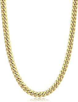 Cuban Link Chain Necklace for Men Boys | 316L Stainless Steel Diamond-Cut Cuban Chain, Mens Jewelry, 4mm 6mm 18-26 Inch, Gifts for Men Boys