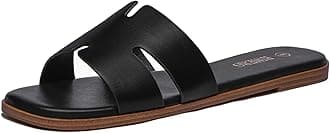 Women's Dressy Flat Sandals Comfortable Slip On Leather Slide Sandals