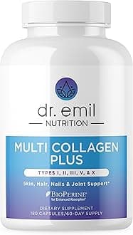 DR. EMIL NUTRITION Women's Multi Collagen Pills | Collagen Supplements to Support Hair, Skin, Nails, & Joints | Hydrolyzed Collagen Supplements Types I, II, III, V & X | 180 Capsules