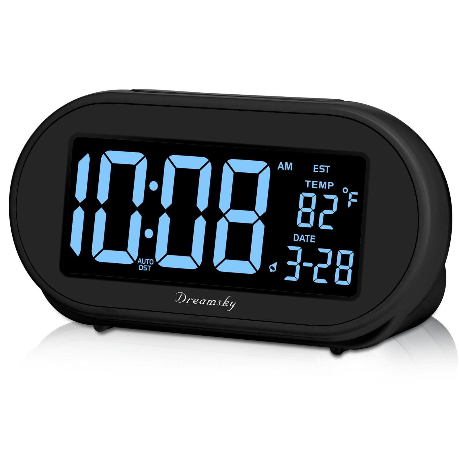 Alarm Clocks for Bedrooms, Auto Set Digital Desk Clock for Bedside Nightstand, Electric Clock with Dimmable Brightness Dimmer, Auto DST, USB Port, Date, Temperature, Snooze