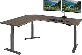 Vari ComfortEdge 80x60 L-Shape Electric Standing Desk – Height Adjustable Sit-Stand VariDesk for Corner Office with Reversible Left/Right Design + Espresso Top/Slate Legs (Ships in 3 Boxes)