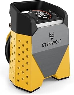ETENWOLF ZEPHYR S3 Tire Inflator Portable Air Compressor, 1 Min Fast Inflation and 100% Duty Cycle, 160 PSI Air Pump for Cars, SUVs, Bikes, Balls (Shallow Yellow)