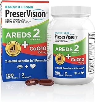 AREDS 2 Eye Vitamins with CoQ10 for Heart Health, #1 Eye Doctor Recommended Brand, Lutein and Zeaxanthin Supplement with Vitamin C & E, Zinc, and Copper, 100 Softgels