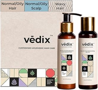 Vedix Ayurvedic Hair Care Combo Pack, Customized Hair Oil for Dandruff and Anti Dandruff Shampoo, for Normal/Oily Hair with Normal-Oily Scalp & Curly - Wavy Hair - 200 ml