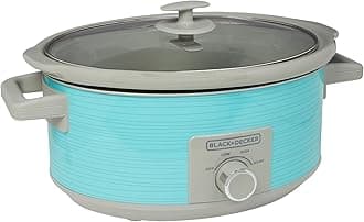 BLACK+DECKER 7-Quart Slow Cooker, SC2007D, Lid Holder, 3 Heat Settings, Extra Large Handles, Dishwasher Safe, Teal