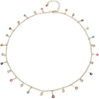 Gold Charm Pendent Choker Necklace for Woman, Boho Dainty Gemstone CZ Rhinestone Dangle Chain Necklaces Prom Fashion Jewelry Wedding Gift