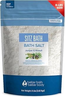 Better Bath Better Body Sitz Soak 3.6kg (3790ml) Epsom Salt With Niaouli, Geranium, Lavender, Frankincense, Juniper Essential Oils & Vitamin C Crystals - Now With Easy Press-Lock Pouch BPA Free