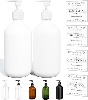 White Soap Dispenser Set of 2 - Kitchen & Bathroom, Hands & Dishes Soap Dispenser