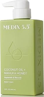 Medix 5.5 Coconut Oil Lotion Skin Care Body & Face Moisturizer Cream, W/Manuka Honey, Vitamin E, & Aloe Vera Helps Visually Repair Dry Skin, Scars, Stretch Marks, & Wrinkles, 444 ml