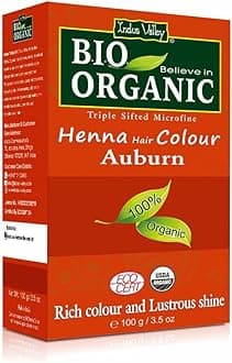 INDUS VALLEY Bio Organic Natural Henna Hair Color Auburn 100gm| 100% Gray Hair Coverage And Long Lasting Hair Dye | Vegan and Cruelty-Free