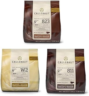 Callebaut Chocolate Bundle 3x400g Milk, Dark and White couverture callets