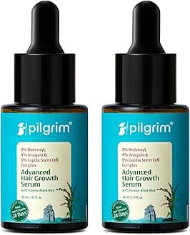 Pilgrim Redensyl 3% + Anagain 4% Advanced Hair Growth Serum with Rosemary, Controls Hair Fall, Stimulates, Increase Hair Density | Hair Serum for Men & Women (2, 30ml (Pack of 2))