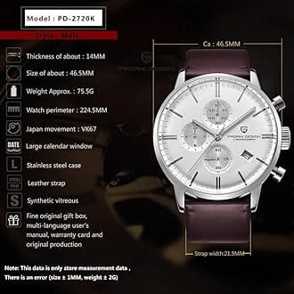 LACZ DENTON Pagani Design PD2720k Quartz Chronograph Sports Watch - Waterproof Stainless Steel Business and Casual Watch for Men