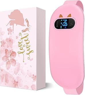 Portable Cordless Heating Pad, Heating Pads for Period Cramps, Back Pain with 6 Heat Levels 6 Massage Modes, Electric Device Belly Wrap Belt for Women Girls(Pink)