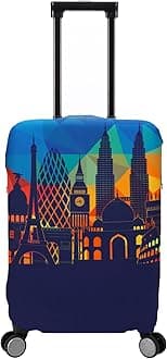Travel Luggage Cover Washable Suitcase Protector, Blue-Landmark, S (18-22 inch luggage), Stretchy Washable Luggage Cover With Zippers
