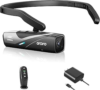 Ordro EP8 4K Camcorder 60FPS Vlog Hands Free Wearable Camera, Head-Mounted Video Camera, Wi-Fi APP Control, Auto Focus, 2-Axis Gimbal Stabilizer with Fast Charger