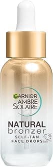 Ambre Solaire Natural Bronzer, Self Tan Drops for Face, Hyaluronic Acid & Coconut Water, Tailor Made Glow, Gradual & Natural Fake Tan, Approved by Cruelty Free International, Vegan, 30ml