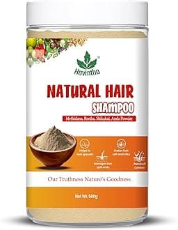 Havintha Natural Hair Shampoo With Herbal Amla Reetha Shikakai And Methi Dana Powder For Men & Women, Totally Organic | Paraben And Sulphate Free Shampoo - 500g (JAR PACK)