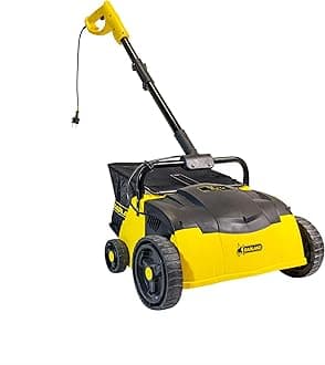 Artificial Turf Sweeper by Roll & Comb, Corded Electric Lawn Rake for Artificial Grass, Cool Gardening Gift, 25 Liter Leaf Collector, Model 302e, 19.8lb.