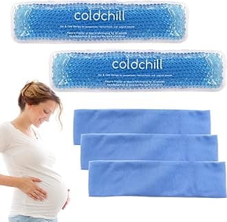 Reusable Perineal Ice Packs for Postpartum & Hemorrhoid Pain Relief, Hot & Cold Pack for Women After Pregnancy, 2 Ice Pack and 3 Cover (Blue)