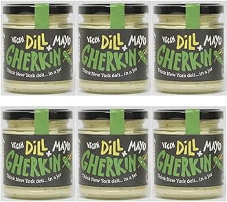 BeSaucy - Dill & Gherkin Mayonnaise, Works Great as a Spread, Dip and Stirred Through Mash or Partnered with Pasta and Pizza Crusts, Produced in the UK & Vegan Friendly, 6 x 180g Glass Jars