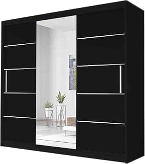 Oslo Mirror Bedroom Sliding Wardrobe (Black, 250)