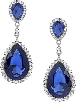 Earrings for Women and Girls | Multicolor Stone Crystal | Silver Tone Drops | Oval Shaped | Birthday Gift for Girls and Women Anniversary Gift for Wife