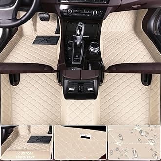 Custom All-Weather Protection Leather Car Floor Mats for Cars Sedan SUV Sports Car Waterproof Floor Mat (Gray&Beige)