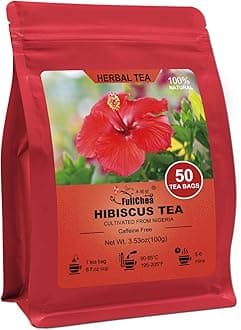 FullChea - Hibiscus Tea Bags, 50 Teabags, 2g/bag - Premium Hibiscus Flower Tea Bag - Cultivated From Nigeria - Non-GMO - Caffeine-free - Rich in Antioxidants & Support Digestion