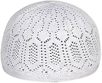 Men Skull Cap Muslim Islamic Prayer Hat Topi Kufi Head Wear Clothing in White