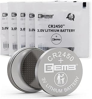 EEMB 5 Pack CR 2450 Battery 3V Lithium Battery 2450 Button Coin Battery DL 2450, ECR 2450, BR 2450, Suitable for Watches, Tea Lights, Votive Candles, Alarm Systems, Car Key Boxes, Remote Controls