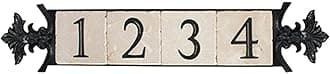 NACH Crested 4-Number Address Signs for Houses, Outdoor Address Plaque, Cast Iron House Number Sign - 4 Numbers, 24" x 5" x 1", KA-SMALLCREST-4