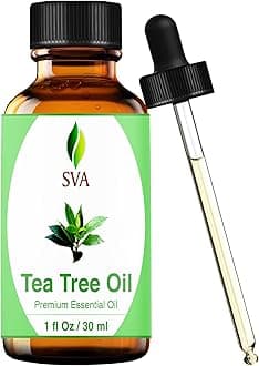 SVA ORGANICS Tea Tree Essential Oil – 1 Fl Oz – 100% Natural Tea Tree Oil - for Diffuser, Hair Care, Face, Skin Care, Aromatherapy, Scalp and Body Massage, Soap and Candle Making – with Dropper