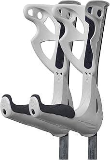 FDI Premium Height Adjustable Lightweight Elbow Forearm Walking White Crutches - Black Grips + No Extras