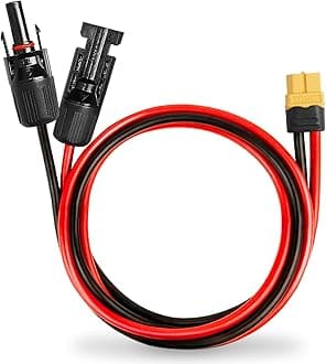 MOOKEERF Solar to XT60 Extension Cable 10AWG 3FT Solar Connector to XT60 Adapter Cable for Solar Panel to Portable Power Station Solar Generator Battery Pack
