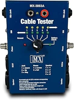 MX Multi-Purpose Cable Tester | Portable Wire Checker for XLR, TRS, RCA, RJ45, USB Cables | LED Indicator Cable Analyzer for Studio & Field Use