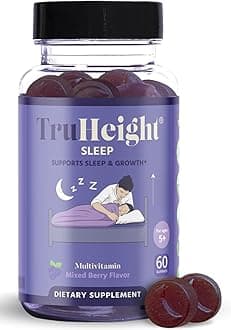 TruHeight Sleep Gummies - Kids & Teen Natural Sleep Aid for Tall & Growing Bodies - Pediatric Recommended Growth - Melatonin Gummy, Ashwagandha, L-Theanine, Lemon Balm - Mixed Berry, Taller Ages 4+