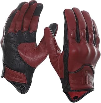 Harssidanzar Motorcycle Gloves for Men,Leather Touch Screen Riding Driving Gloves GM028US,Oxblood/Black,Size,XXL