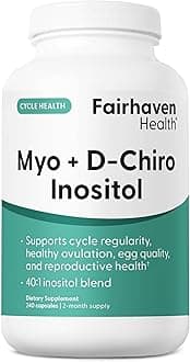 Fairhaven Health Myo-Inositol and D-Chiro Inositol for Women with PCOS | 40:1 Ratio | Inositol Supplement for Hormone and Ovarian Health | Myoinositol | Vitamin B8 | 240 Capsules