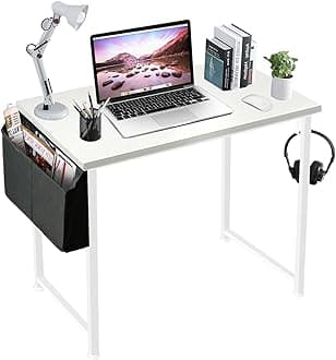 Lufeiya White Small Desk for Bedroom - Student Kids Study Writing Table for Home Office Bedroom Small Spaces 32 Inch Modern Mini Laptop PC Computer Desks, White