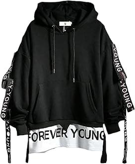 DUDHUH Mens Hoodie Fashion Pullover Letter Print Tracksuit Techwear Casual Coat Hip-Hop Sweatshirt