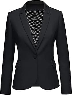 LookbookStore Womens Notched Lapel Pockets Button Work Office Blazer Jacket Suit