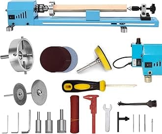 Mini Wood Lathe Machine Multi-Purpose Upgraded And Lengthened Processing Diameter 11inch Support Turning Cutting Sanding Polishing Wood, Upgraded infinite speed control